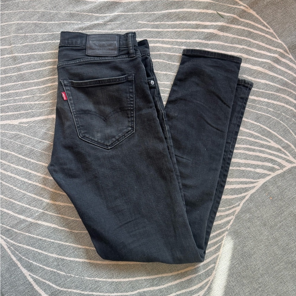 Vintage Y2K Levi’s Black Jeans – Leather Patch – Size 32x34